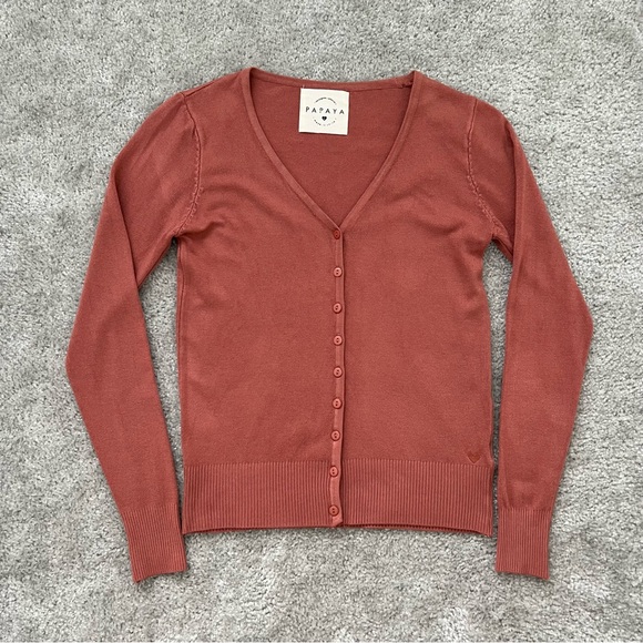 Papaya Button Up Cardigan - Picture 10 of 11